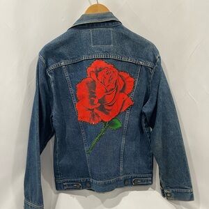 Upcycled Rose Wrangler Denim Jacket